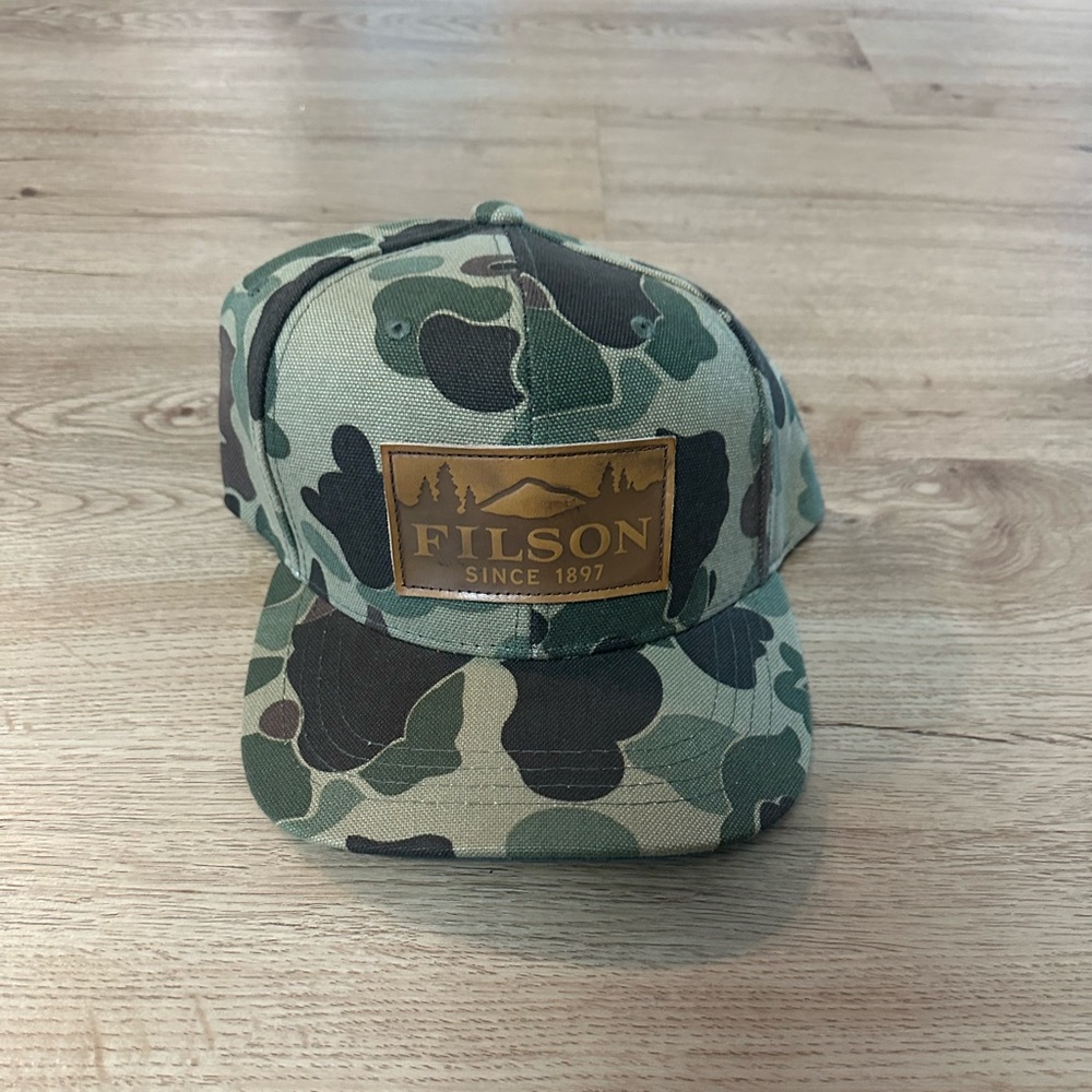 Filson Camo Duck Hunting Baseball Cap Flat Brim Snapback Men Logger